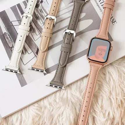 Slim Leather Strap for Apple Watch Band 44mm 40mm 41mm 49mm 42 45 Mm