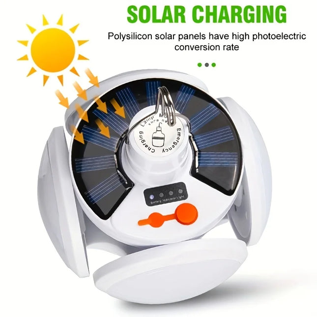 Solar/USB Rechargeable LED Bulb Light Outdoor Folding Light Portable