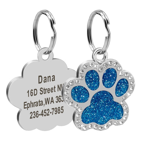 Personalized Dog Cat ID Tag Bling Rhinestone Puppy Kitten Name Tags