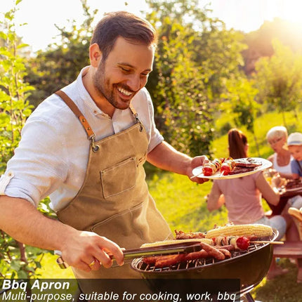 Kitchen Household Cooking Canvas Apron Oil-proof Waterproof Can Wipe