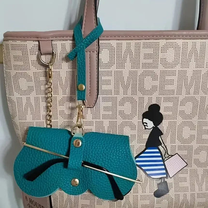 Litchi Embossed Glasses Cover Cute Hanging PU Leather Sunglasses