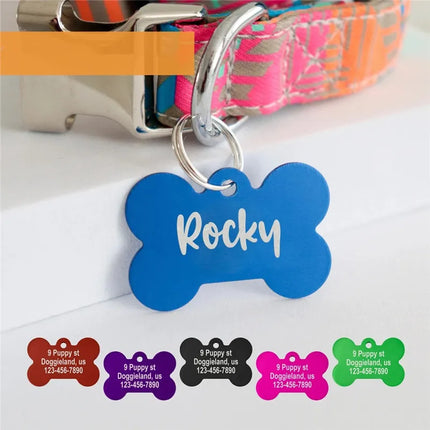 Personalized Pet ID Tag Dog Cat Nameplate Address Number Aluminum