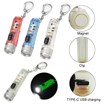 Mini Keychain Flashlight LED Rechargeable Torch Portable Magnetic USB