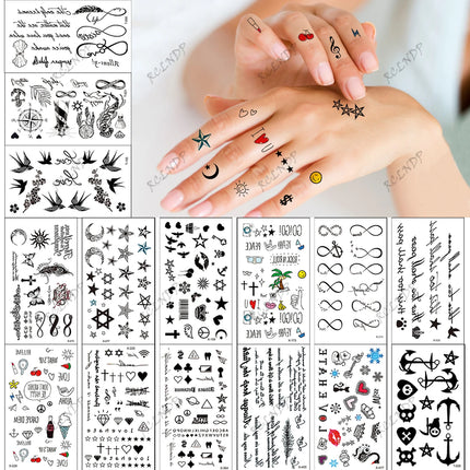 Waterproof Temporary Tattoo Sticker English Letter Star Moon Anchor