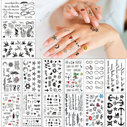 Waterproof Temporary Tattoo Sticker English Letter Star Moon Anchor