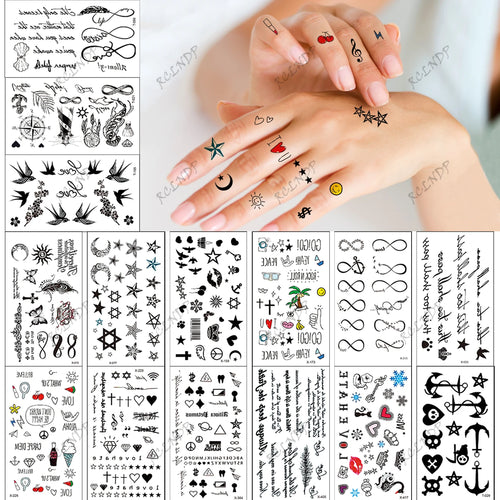 Waterproof Temporary Tattoo Sticker English Letter Star Moon Anchor