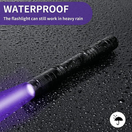 UV Flashlight 395nm Ultraviolet Torch With Pen Clip Portable AAA