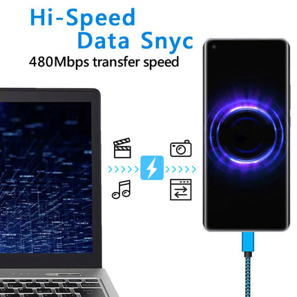 USB Type C Cable Date Sync 2.4A Fast Charging Nylon Braided Wire