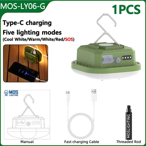 MOSLIGHTING 80W Camping Lantern Portable Flashlights Rechargeable