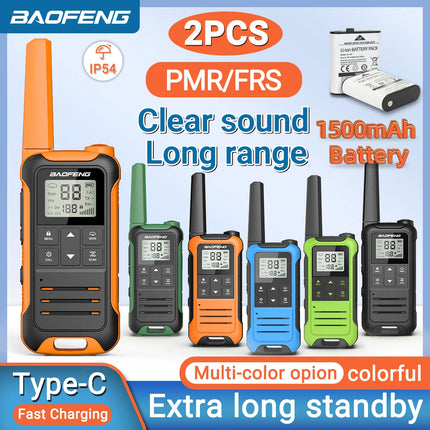 2pcs Baofeng F22 Mini Walkie Talkie PMR FRS Long Range Rechargable
