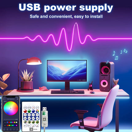 5V RGB Neon Strip Light 1M 2M 3M 5M USB Waterproof Flexible Ribbon