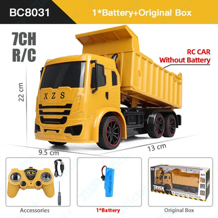 ZWN 2.4G Remote Control Excavator Dump Truck RC Model Car Toy