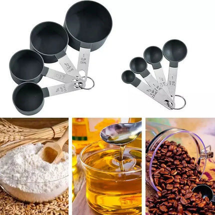 8PCS Stainless Steel Measuring Cup and Spoon Set with Handle Accurate