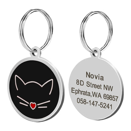 Cute Cat Tag Small Dog ID Tags Free Engraved Name Cats Kitten Name Tag