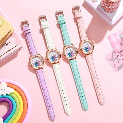 Disney Children's Watches Cute Cartoon Stitch Imitation Diamond Belt