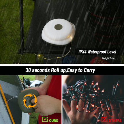 Camping String Lights,33Ft Light with Lanterns (2 in 1 Design),Camping