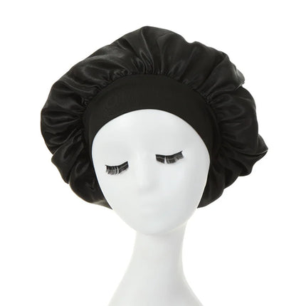 New Women's Satin Solid Wide-brimmed Sleeping Hat Unisex Head Wrap