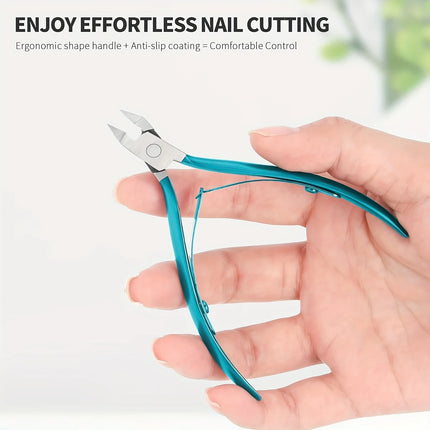 Green Stainless Steel Dead Skin Scissors Bevel Nail Spring Manicure