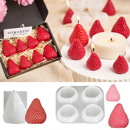 3D Strawberry Aromatherapy Candle Silicone Mold DIY Handmade Romantic
