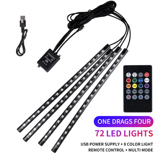 Neon LED Car Interior Ambient Foot Strip Light Kit Accessories RGB