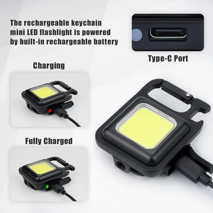 COB LED Mini Flashlight Super Bright EDC Keychain Light Outdoor