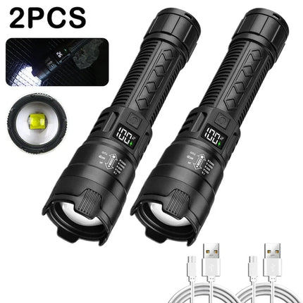 High Power 2000LM LED Flashlight Built-in Battery USB Rechargeable