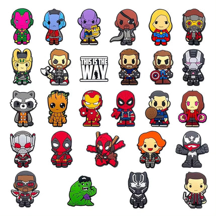 MINISO 27pcs Avenger Series Shoe Charms Set For Clogs Bogg Bag Bubble