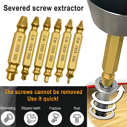 6pcs Damaged Screw Extractor Set: Double Head Screw Remover Tools for