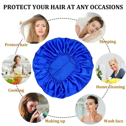 New Women's Satin Solid Wide-brimmed Sleeping Hat Unisex Head Wrap
