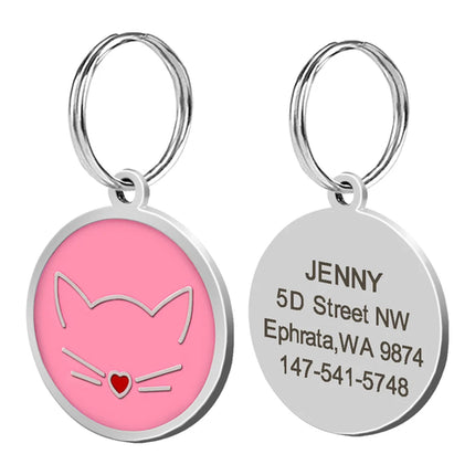 Cute Cat Tag Small Dog ID Tags Free Engraved Name Cats Kitten Name Tag