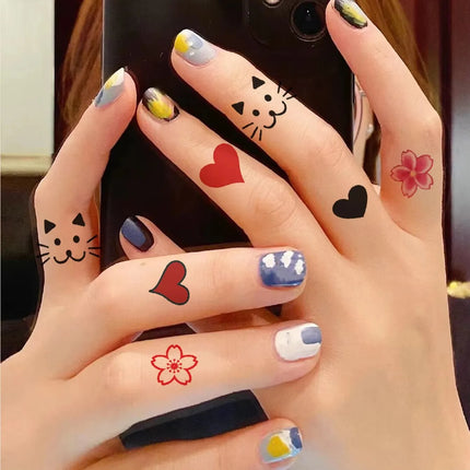 Waterproof Temporary Tattoo Sticker Black Hand Drawn Heart Design Body