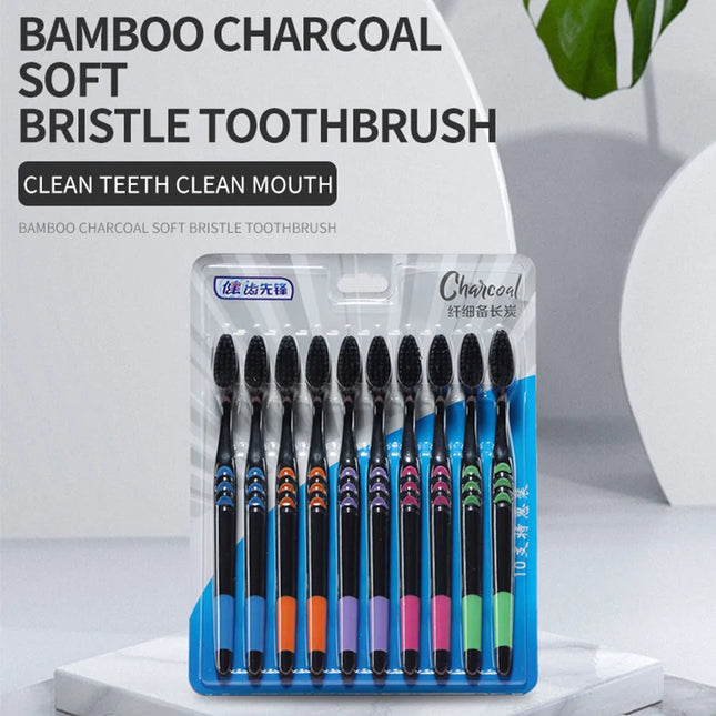 Cross Border Jianpai Soft Bristle Toothbrush Adult Bamboo Charcoal
