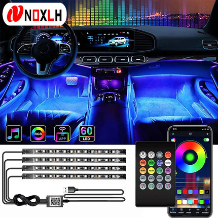 Neon LED Car Interior Ambient Foot Strip Light Kit Accessories RGB