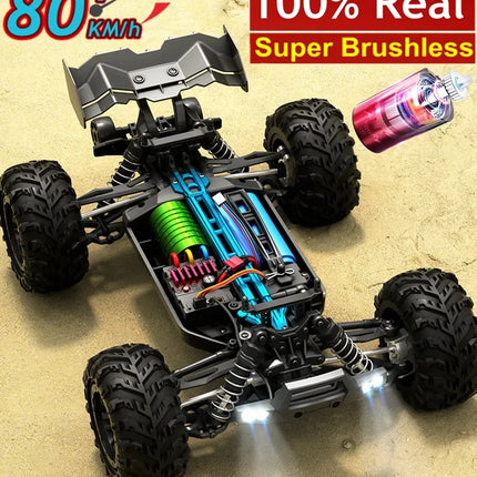 Super Brushless 80KM or 50KM/H 4WD RC Car With LED Remote Control Cars