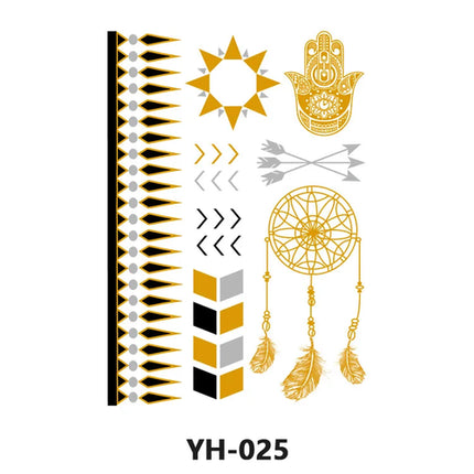 Waterproof Temporary Tattoo Sticker Flowers Mandala Henna Golden