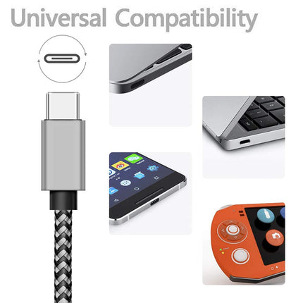 USB Type C Cable Date Sync 2.4A Fast 1M 2M 3M Charging Nylon Braided
