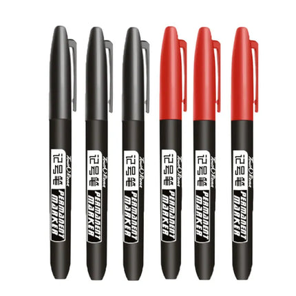 6 PCS Permanent Marker Pen Manga Drawing Markers Black Blue Red