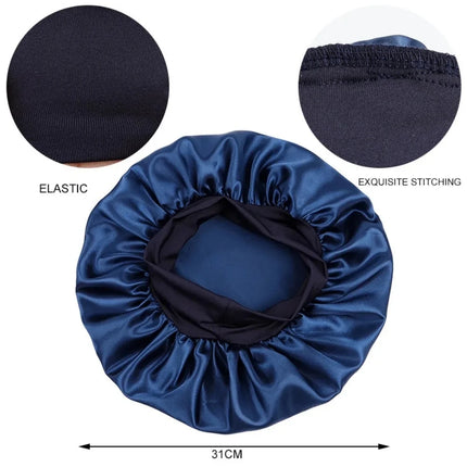 New Women's Satin Solid Wide-brimmed Sleeping Hat Unisex Head Wrap