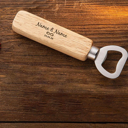 Personalized Bottle Opener Wedding Favour Gift for Him Engraved Wooden