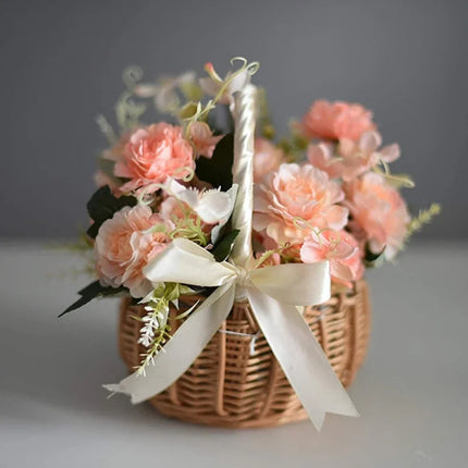 1pc Wedding Flower Basket | Handwoven Rattan, Multi-Use for