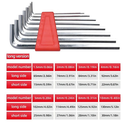 8pcs Allen Wrench Metric Wrench Inch Wrench L Wrench Size Allen Key