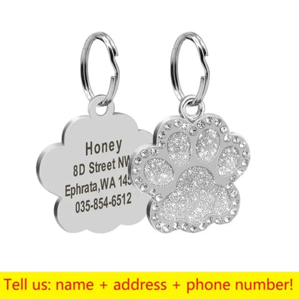 Stainless Steel Engraved Pet Name Collar Pendant ID Tags Personalized