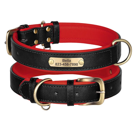 Personalized Dog Collar PU Leather Dogs Collars Free Engraving Pet ID