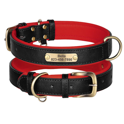 Personalized Dog Collar PU Leather Dogs Collars Free Engraving Pet ID