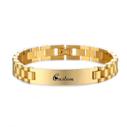 Personalized Engrave ID Bracelet for Men Wristband Stainless Steel