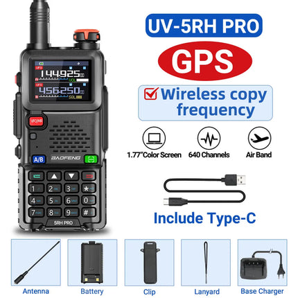 Baofeng UV-5RH PRO GPS Walkie Talkie Long Range Multi Band Wirless