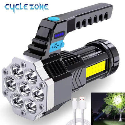 Portable Flashlight 7 LED COB Side Light USB Rechargeable Outdoor