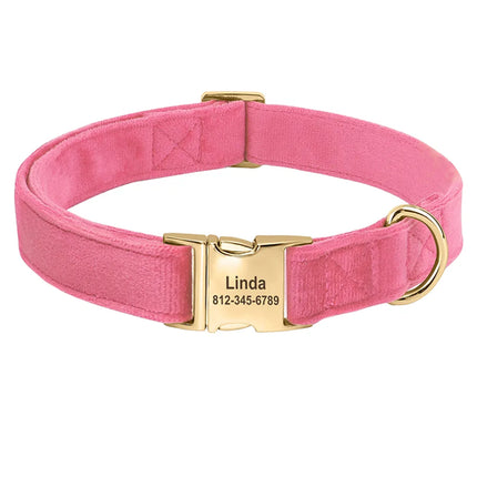 Personalized Velvet Dog Collar Super Soft Dogs ID Buckle Collars