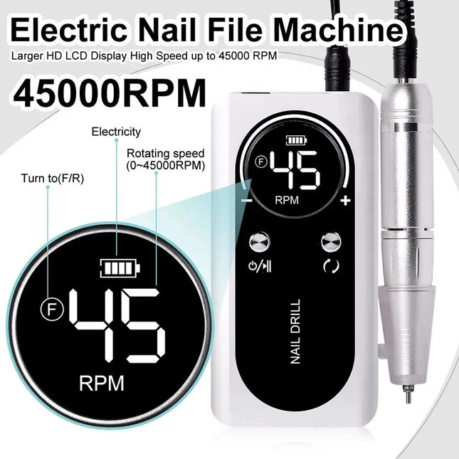 Professional 45000RPM Electric Portable Nail Drill Machine