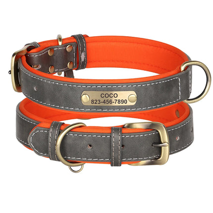 Personalized Dog Collar PU Leather Dogs Collars Free Engraving Pet ID
